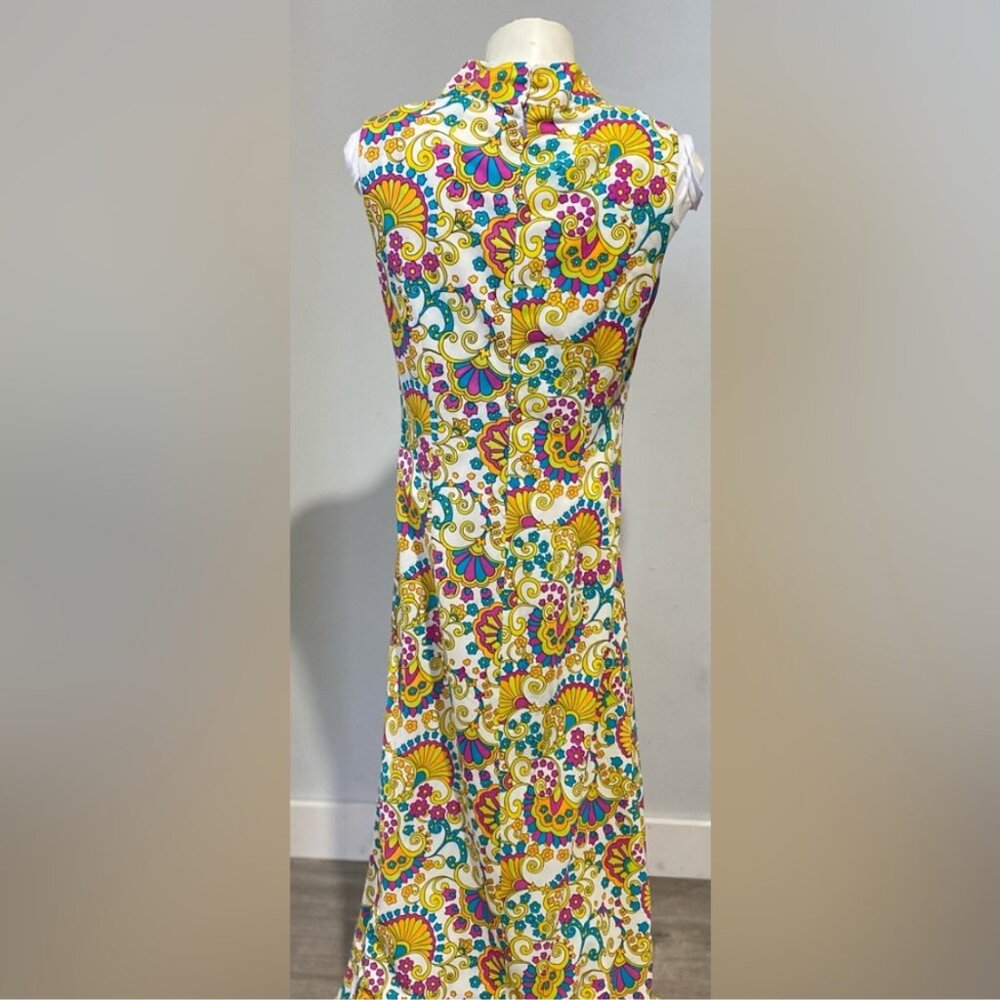Vintage Handcrafted Wild Paisley Maxi Dress | Purple Mustard Psychedelic